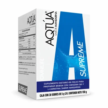 Aqtúa Supreme Omnilife sabor mandarina, caja de 150 g