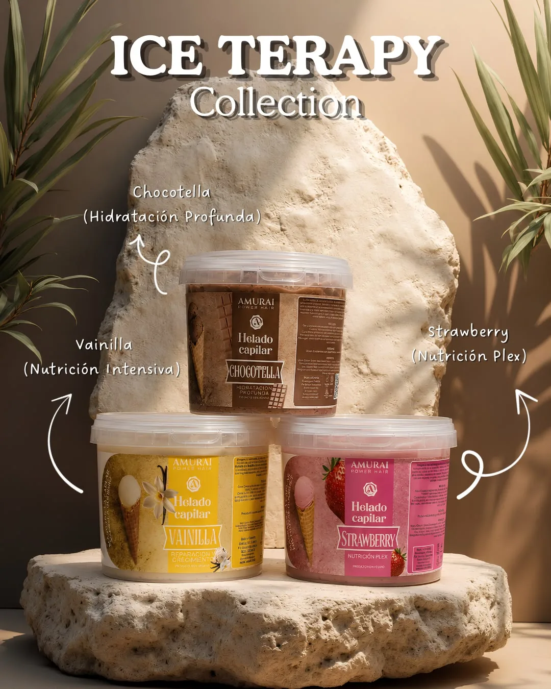 Colección de Helados Capilares Amurai Chocotella, Vainilla y Fresa